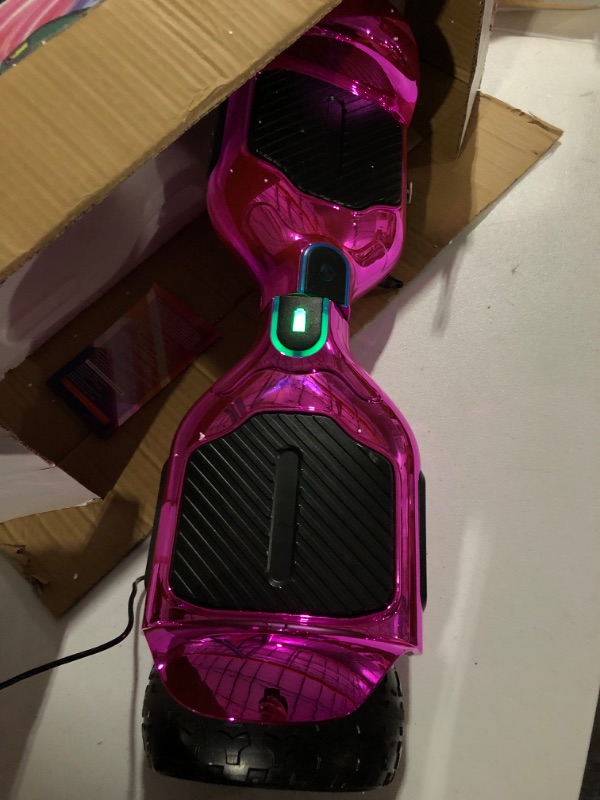 Photo 2 of Bluetooth Hoverboard, Matt and Chrome Color Hover Board with 6.5" Wheels Built-in Wireless Speaker Bright LED Lights Chrome Pink