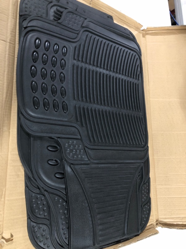 Photo 2 of BDK All Weather Rubber Floor Mats for Car SUV & Truck - 4 Pieces Set (Front & Rear), Trimmable, Heavy Duty Protection Black