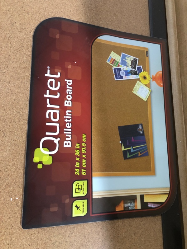 Photo 1 of Quartet Cork Board Bulletin Board, 2' x 3' Framed Corkboard, Black Frame, (MWDB2436-BK)