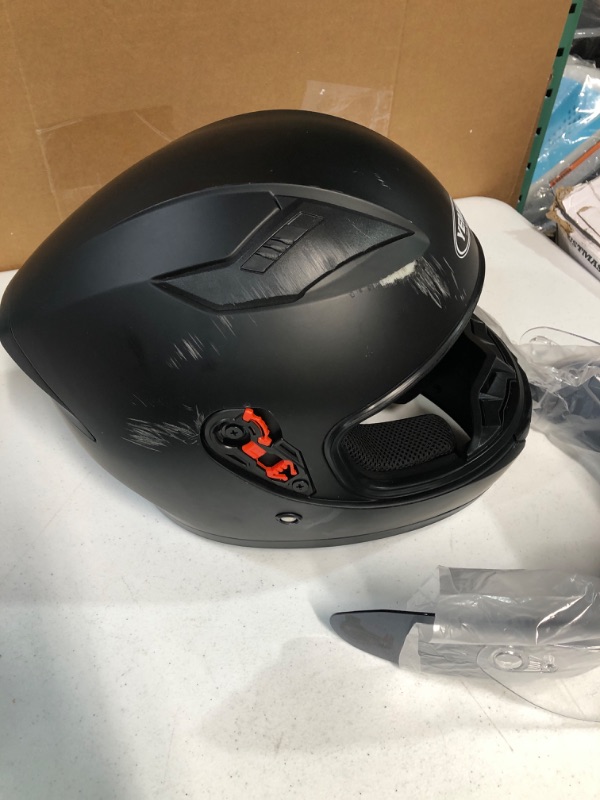 Photo 2 of *PARTS* YEMA Motorcycle Street Bike Full Face DOT Helmet YM-832 with Removable Neck Scarf for Men and Women Matte Black Small