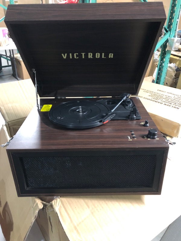 Photo 2 of Victrola VTA-75-ESP Liberty 5-in-1 Turntable Music EntertainmentCenter with Bluetooth Wireless FM Radio USB Recorder Wood (Espresso)