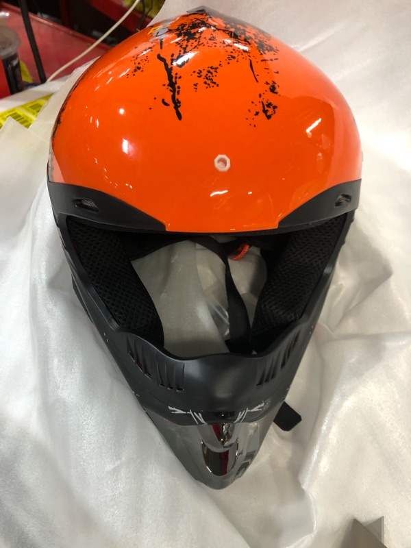 Photo 2 of *** ACCESSORIES NOT INCLUDED**** Motorcycle Helmet, Powersports Motorcycle Man Woman Adult ATV MX Helmet, DOT Certification Standard, Four Seasons Medium Orange