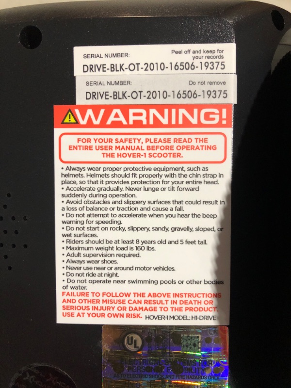 Photo 4 of ***item does not turn on***sold for parts***
Hover-1 Drive Electric Hoverboard | 7MPH Top Speed, 3 Mile Range, Long Lasting Lithium-Ion Battery