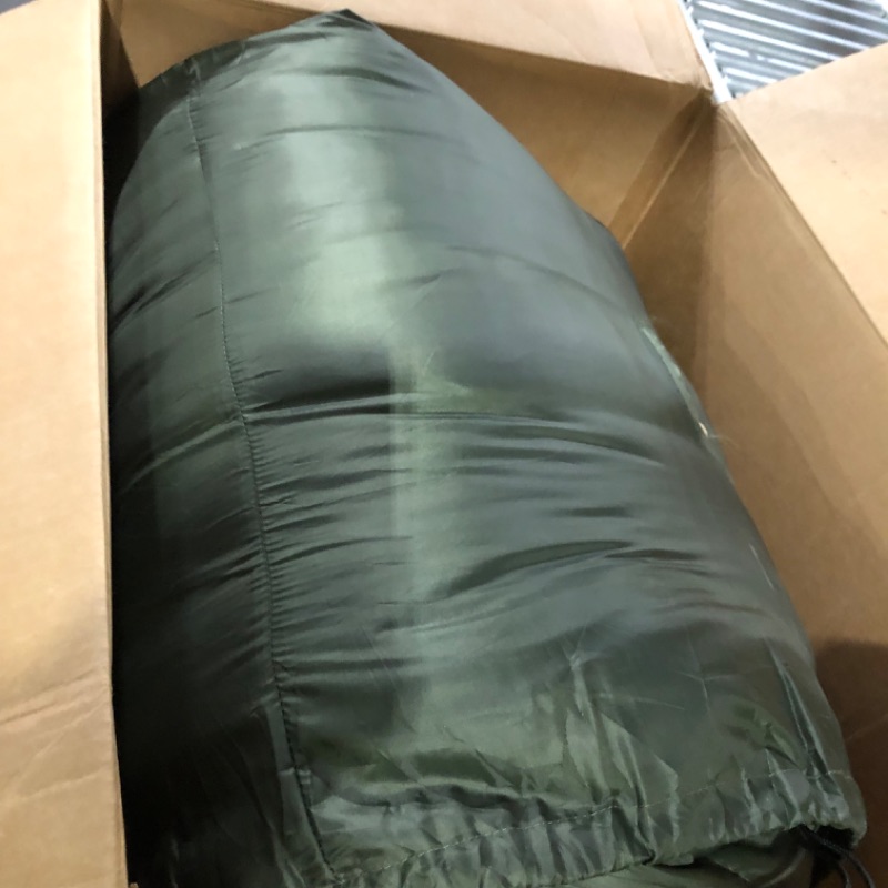 Photo 2 of Amazon Basics 3-Season 40 Degree F Sleeping Bag for Camping and Hiking, Two Person Queen Sized, Olive Green Double