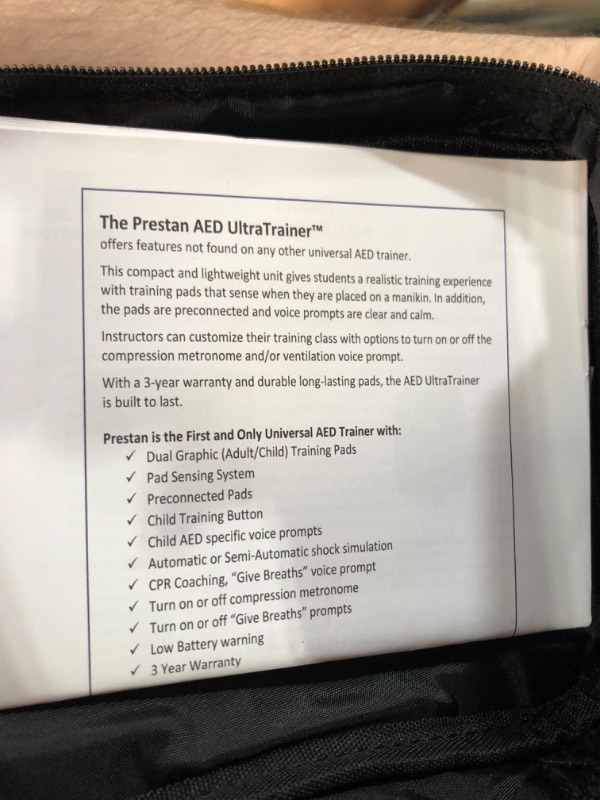 Photo 5 of PRESTAN Ultralite CPR Manikin Bundle (1 Adult, 1 Infant), Dark Tone with AED UltraTrainer (Single) & MCR Accessories