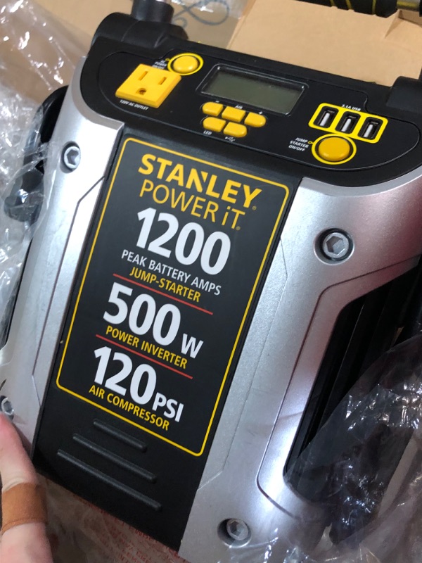 Photo 3 of STANLEY J5C09D Digital Portable Power Station Jump Starter: 1200 Peak/600 Instant Amps, 120 PSI Air Compressor, 3.1A USB Ports, Battery Clamps 1,200 Peak Amps