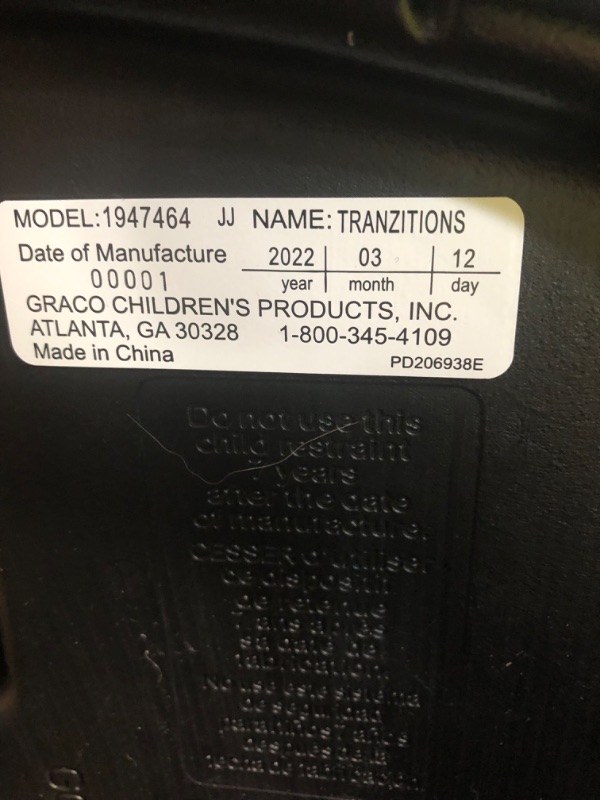 Photo 2 of Graco Tranzitions 3 in 1 Harness Booster Seat, Proof Tranzitions Black