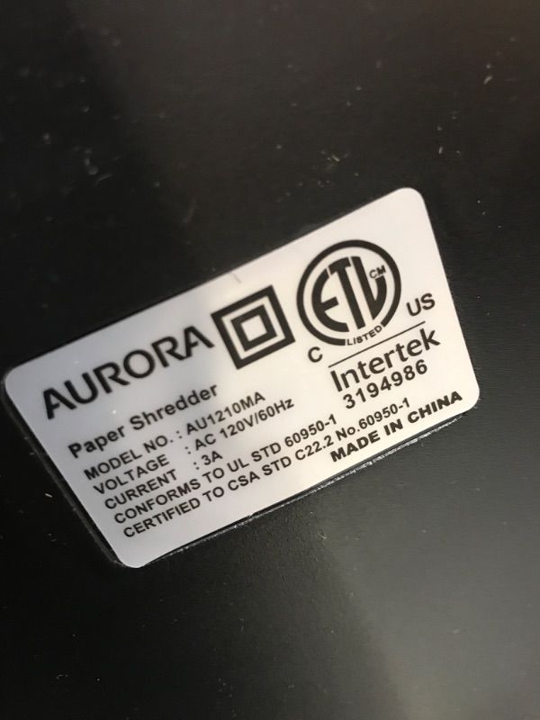 Photo 3 of Aurora AU1210MA Professional Grade High Security 12-Sheet Micro-Cut Paper/ CD and Credit Card/ 60 Minutes Continuous Run Time Shredder