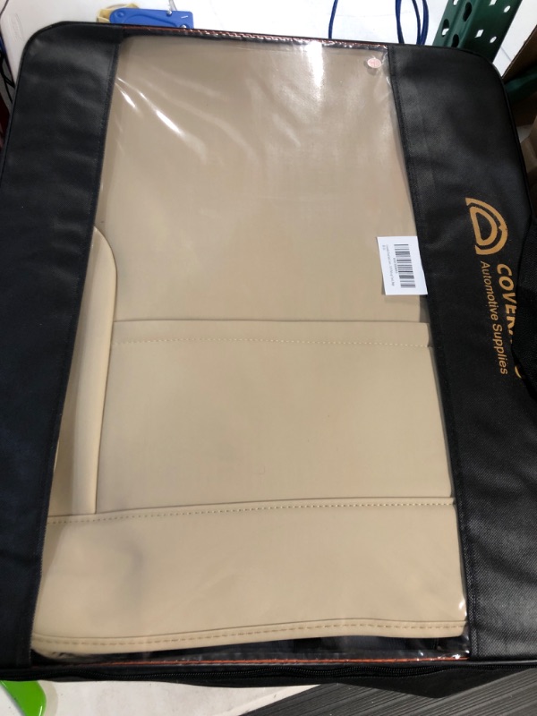 Photo 2 of Coverado Front Seat Covers 2 Pieces, Waterproof Nappa Leather Auto Seat Protectors, Universal Fit for Most Sedans SUV Pick-up Truck, Beige Beige FrontPair