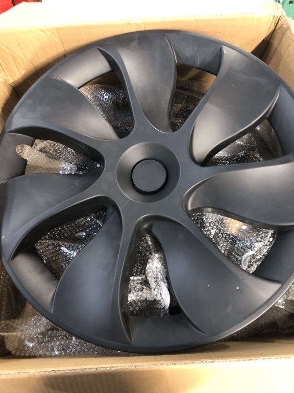 Photo 1 of XINFOOB Tesla Model Y Wheel 19-Inch Hub Cap Replacement ABS Cover Set of 4 Matte Black 2020-2023 Model Y Accessories 19" matte black style 1