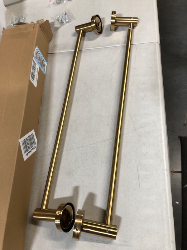 Photo 2 of 2 Pack Adjustable 23.6 to 42 Inch Single Bath Towel Bar, ZUEXT Brushed Gold Finished Stainless Steel Towel Holder