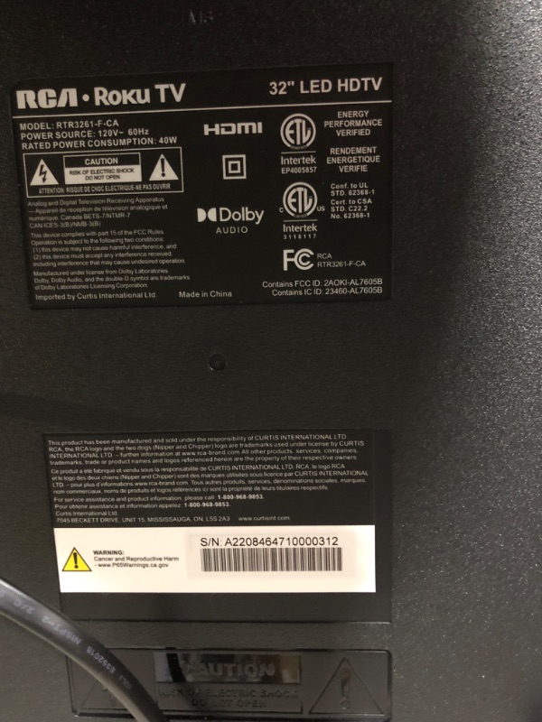 Photo 3 of [USED/DAMAGE] RCA 32-inch Flat Screen 720p Roku Smart LED TV 