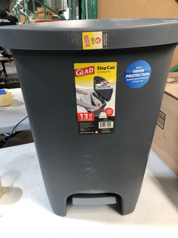 Photo 2 of 
Glad Trash Can | Plastic Kitchen Waste Bin with Odor Protection of Lid | Hands Free with Step On Foot Pedal and Garbage Bag Rings, 13 Gallon, Grey
