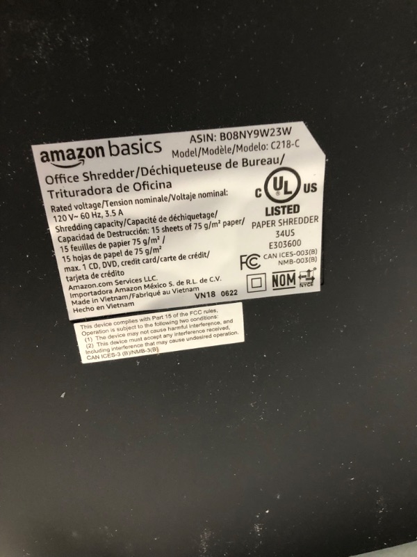 Photo 4 of Amazon Basics Paper Shredder and Credit Card CD Shredder 