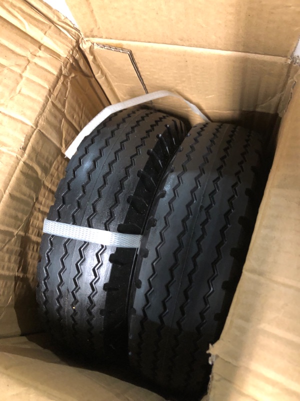 Photo 3 of MaxAuto 2 Pcs Flat Free Tire, Hand Truck/All Purpose Utility Tire on Wheel, 3" 