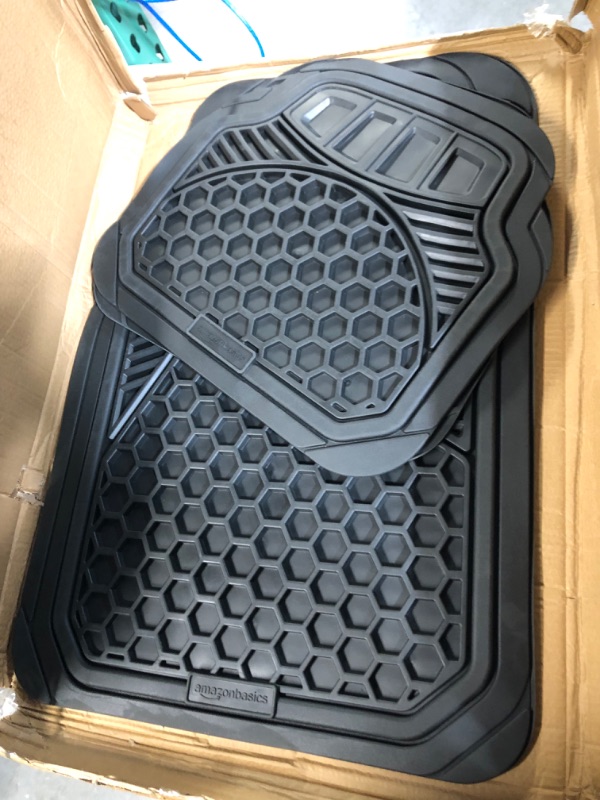 Photo 1 of AmazonBasics 4 Piece Heavy Duty Floor Mat - Black Black Floor Mat
