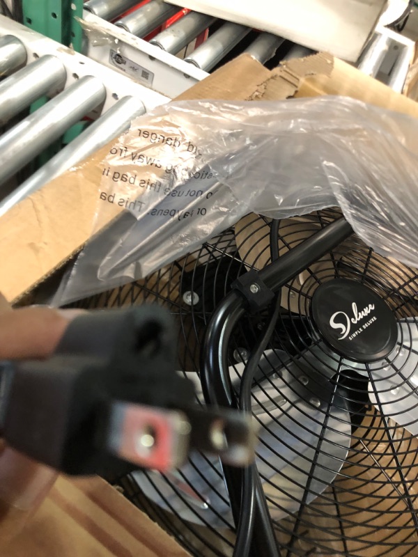 Photo 3 of **POWER CORD IS BROKEN PARTS ONLY** Simple Deluxe 18 Inch 3-Speed High Velocity Heavy Duty Metal Industrial Floor Fans