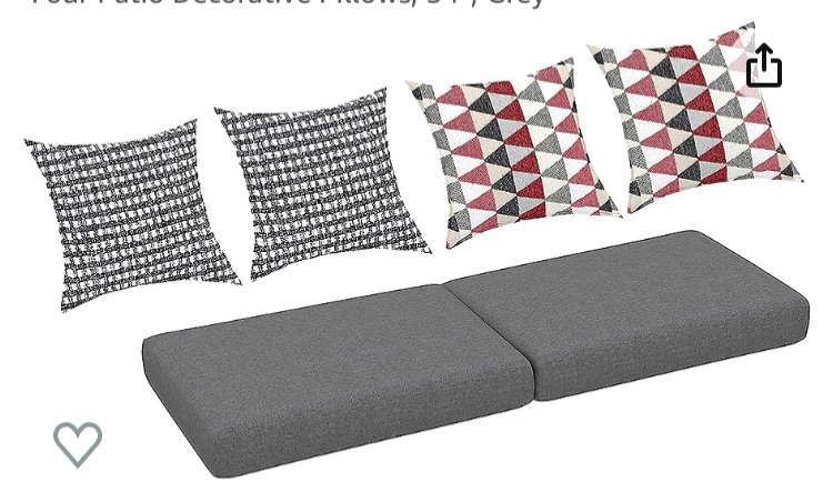 Photo 1 of **ONLY BLACK AND WHITE PILLOWS INCLUDED** Creative Living Outdoor Bench/Settee/Swing Cushion with Four Patio Decorative Pillows, 54'', Grey