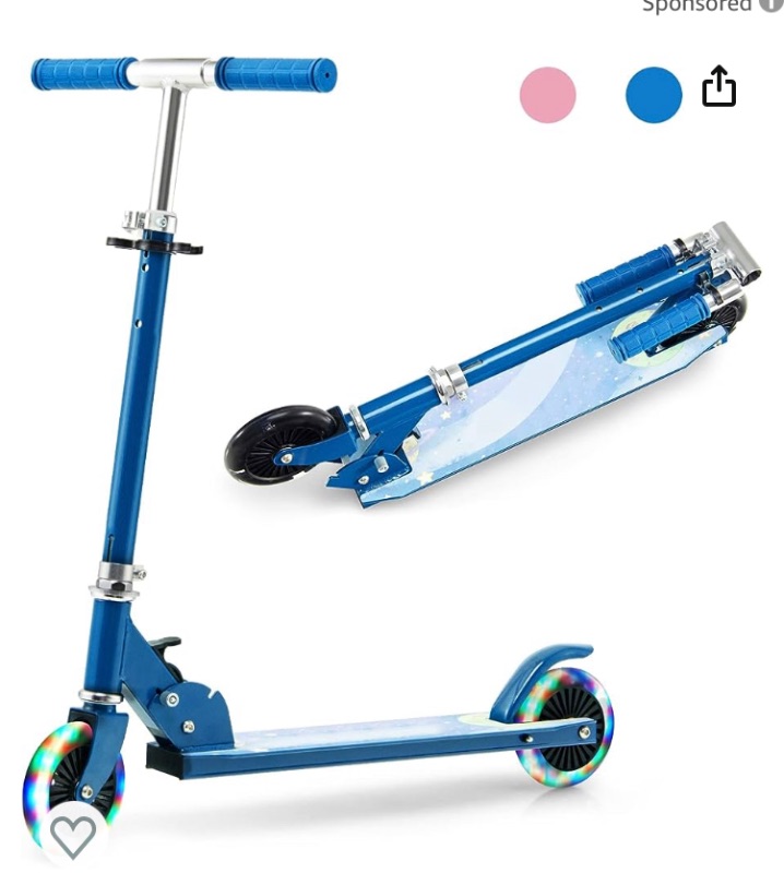 Photo 1 of **VERY USED STOCK PHOTO AS REFRENCE** KUGOO Folding Kick Scooter for Kids, 2 Light Up Flashing Wheels Scooter