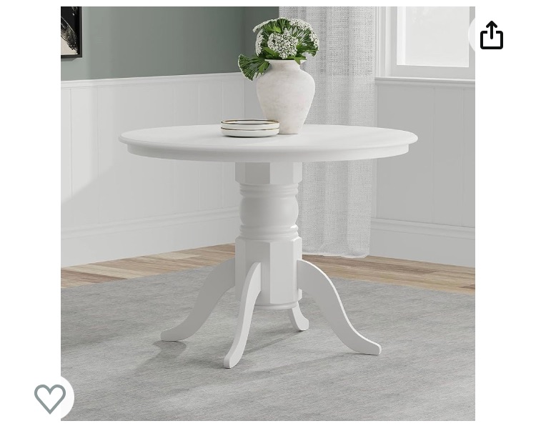Photo 1 of **1OUT OF 2 PARTS ONLY MIDDLE PIECE OF TABLE**Glenwillow Home 42" Round Solid Wood Pedestal Dining Table in White 
