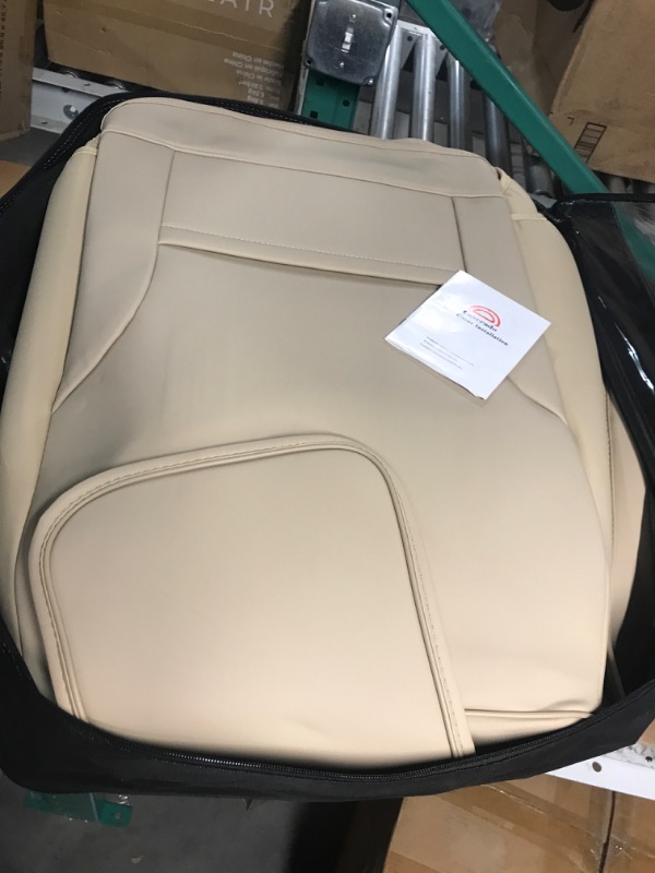 Photo 3 of Coverado Universal Seat Covers Full Set, Waterproof Nappa Leather Car Seat Covers with Head Pillow, Universal Auto Protectors Fit for Most Sedans SUV Pick-up Truck, Beige