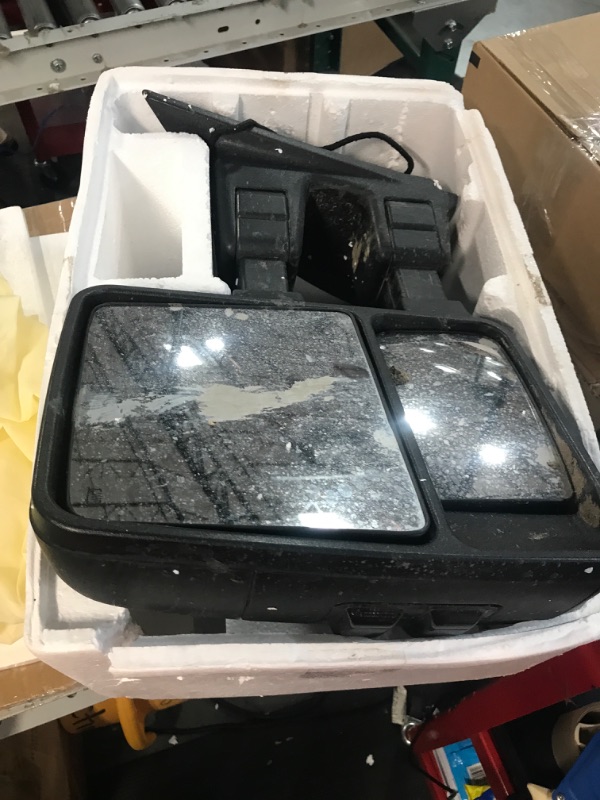 Photo 2 of **VERY DIRTY, SEE PHOTOS** AERDM New Pair Towing Mirror Chrome Cap with Temperature Sensor Fit Ford Super Duty F-250 F-350 F-450 F-550 Pickup Truck 2017 2018 2019 with Blind Spot w/Turn Signal and Auxiliary Lamp