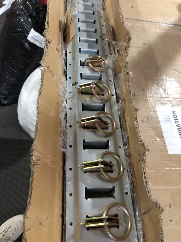 Photo 1 of Trekassy E Track Tie-Down Rail Kits, 6 Pack 5ft Galvanized Steel Horizontal E-Track Rails with 6 Steel O-Ring Anchors for Pickups, Trucks, Trailers, Vans 5ft Galvanized Silver