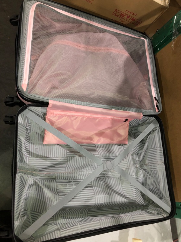 Photo 4 of American Tourister Stratum XLT Expandable Hardside Luggage with Spinner Wheels, Pink Blush, Checked-Large 28-Inch Checked-Large 28-Inch Pink Blush