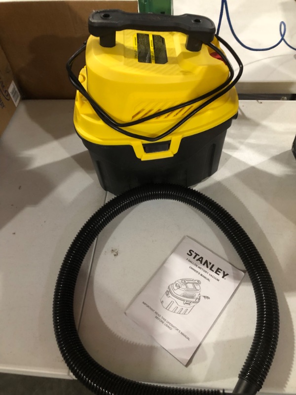 Photo 2 of -SEE NOTES-Stanley SL18910P-3 Wet/Dry, 3 Gallon, 3 Horsepower, Portable Car Vacuum, 3.0 HP AC, Black+Yellow