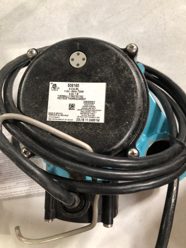 Photo 2 of -USED(SEE NOTES)-Little Giant 506160 6-CIA-ML 1/3 HP 2760 GPH 115-Volt Low Level Sump Pump, Blue