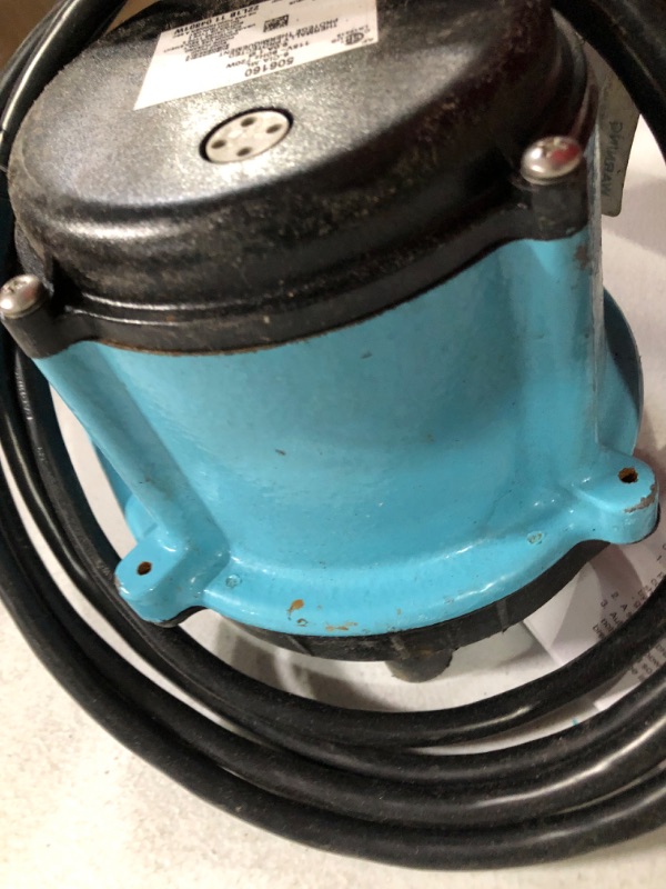 Photo 3 of -USED(SEE NOTES)-Little Giant 506160 6-CIA-ML 1/3 HP 2760 GPH 115-Volt Low Level Sump Pump, Blue