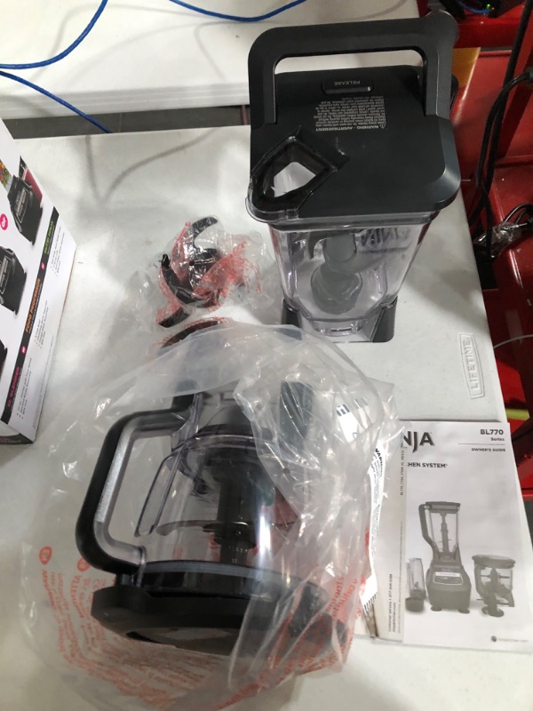 Photo 4 of -MISSING PARTS UNKNOWN-Ninja BL770 Mega Kitchen System, 1500W, with 72-oz.* Blender Pitcher, 64-oz. Processor Bowl, (2) 16-oz. To-Go Cups & (2) Lids, Black Black with 2 Nutri Ninja Cups + Lids