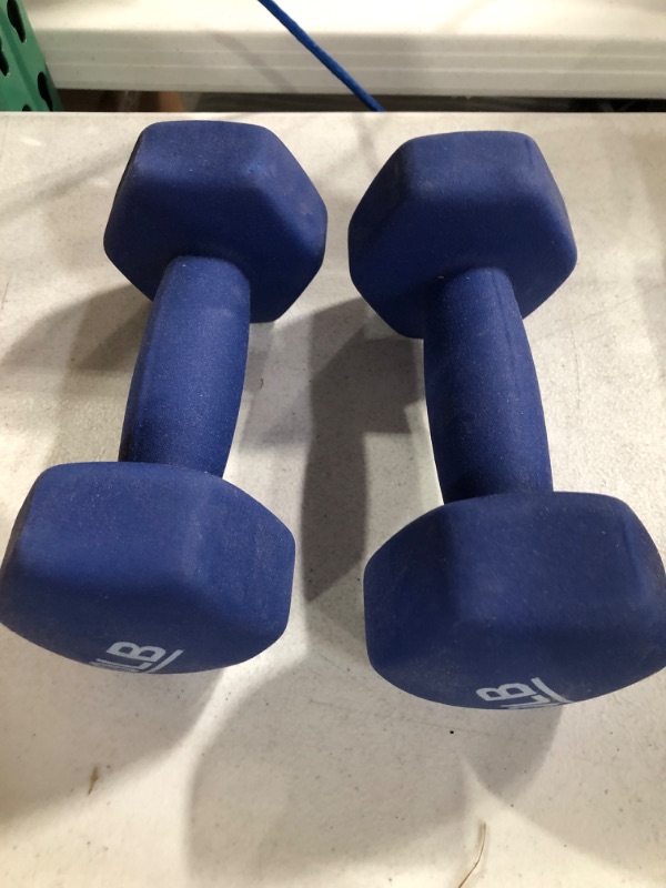 Photo 3 of -USED-Amazon Basics Neoprene Coated Dumbbell Hand Weight Set, 10-Pound, Set of 2, Navy Blue