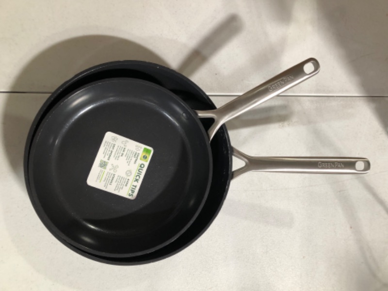 Photo 2 of -USED-GreenPan GP5 Hard Anodized Advanced Healthy Ceramic Nonstick, 9.5" and 11" Frying Pan Skillet Set, PFAS-Free, Induction, Dishwasher Safe, Oven & Broiler Safe, Black