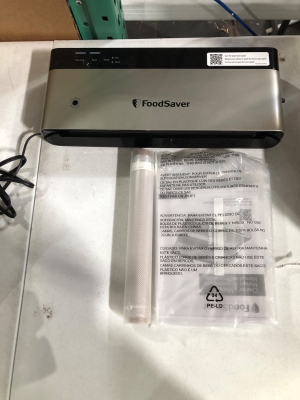 Photo 3 of -USED-FoodSaver VS0150 PowerVac Compact Vacuum Sealing Machine, Vertical Vacuum Sealer Storage,  Black Sealing Machine + Seal Bags