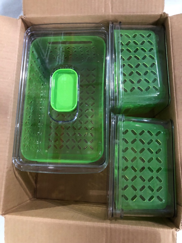 Photo 2 of Amazon Basics Set of 3 Produce Food Saving Containers with Vented Lids, BPA Free Plastic 
