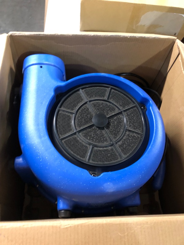 Photo 4 of -USED-XPOWER X-800TF Pro 3/4 HP 3200 CFM Centrifugal Air Mover, Carpet Dryer, Floor Fan, Blower, Timer, Filter, for Water Damage Restoration, Janitorial, Plumbing, Home Use Pro X-800TF Blue