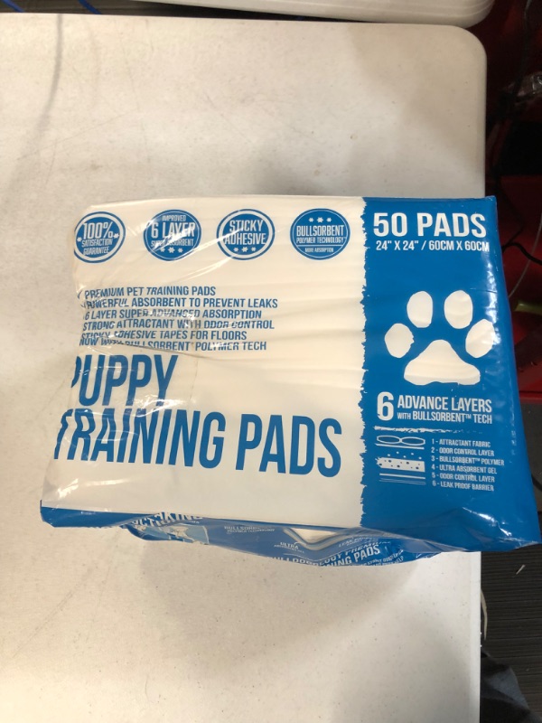 Photo 2 of -SEE NOTES-Bulldogology Puppy Pee Pads with Adhesive Sticky Tape (24x24) Large Premium Dog Pads - 6 Layer Dog Training Pads and Pet Wee Pads with Bullsorbent Tech  White