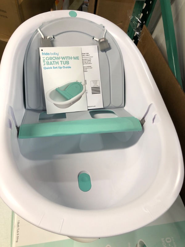 Photo 3 of 4-in-1 Grow-with-Me Bath Tub by Frida Baby Transforms Infant Bathtub to Toddler Bath Seat with Backrest for Assisted Sitting in Tub