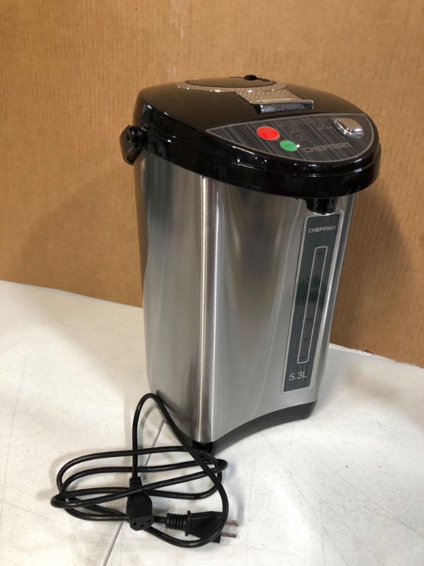 Photo 2 of **USED/SEE NOTES** Chefman 5.3 Liter Instant Electric Auto Dispense Hot Water Pot, Stainless Steel