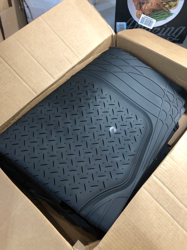 Photo 2 of Motor Trend Original FlexTough Black Rubber Car Floor Mats with Cargo Liner