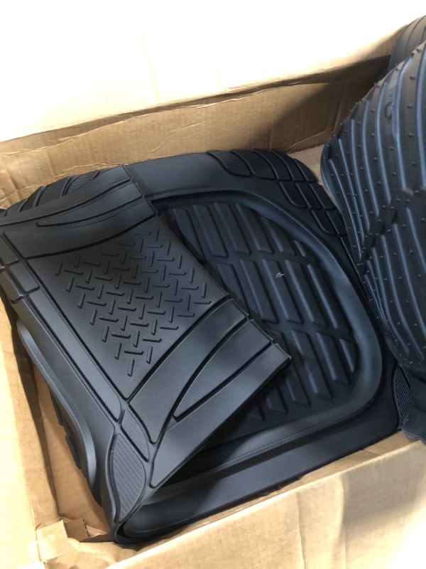 Photo 4 of Motor Trend Original FlexTough Black Rubber Car Floor Mats with Cargo Liner