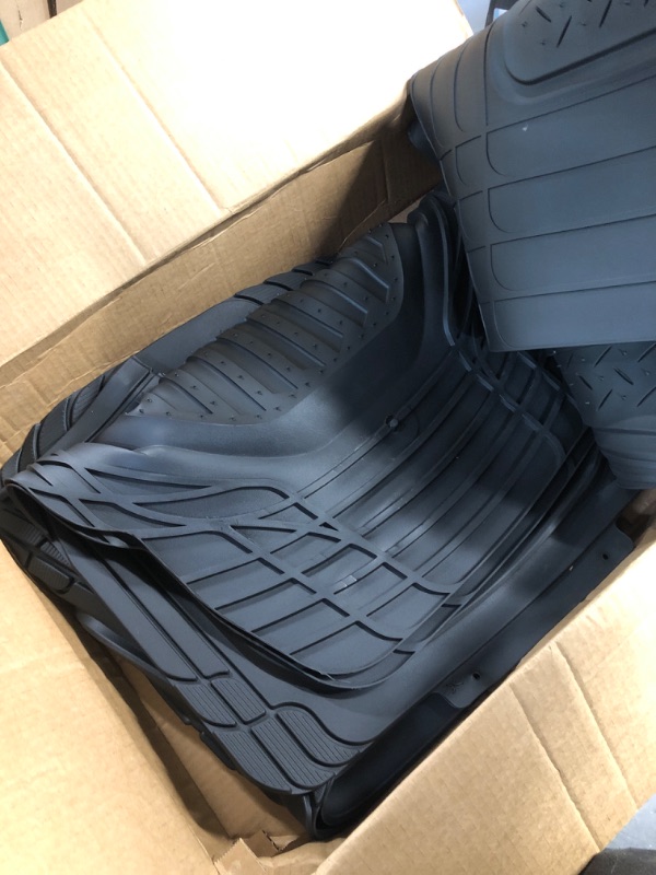 Photo 1 of Motor Trend Original FlexTough Black Rubber Car Floor Mats with Cargo Liner