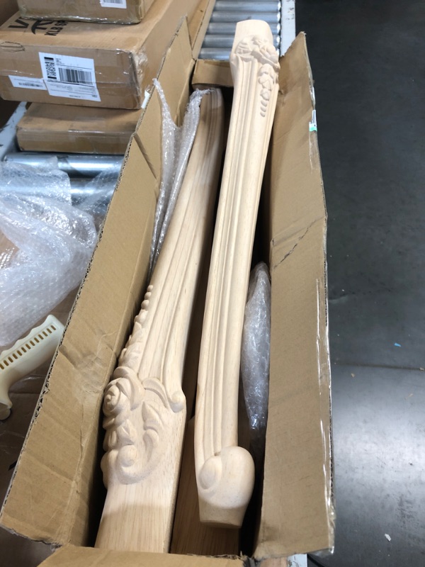 Photo 2 of  Wooden Furniture Legs, La Vane Set of 4 European Style Solid Wood Carving Unfinished Furniture Replacement Feet