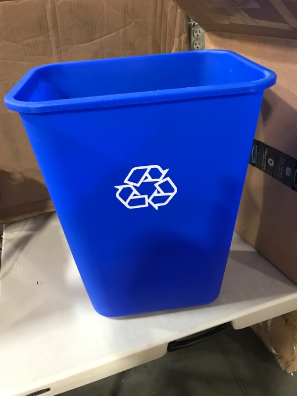 Photo 2 of AmazonCommercial 10 Gallon Commercial Office Wastebasket, Blue, w/ Recycle Logo