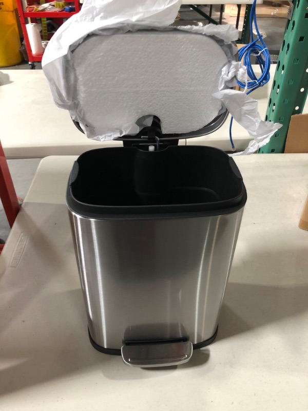 Photo 2 of Amazon Basics 5 Liter / 1.3 Gallon Soft-Close, Smudge Resistant Trash Can with Foot Pedal