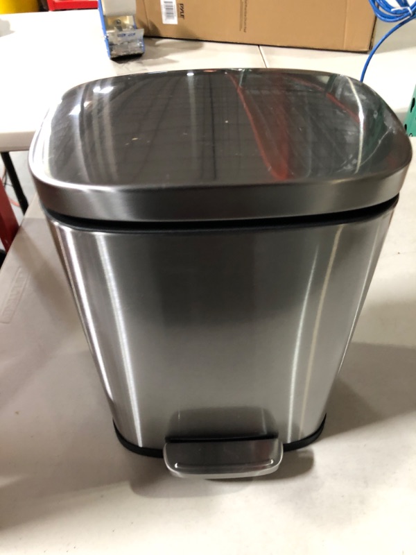 Photo 3 of Amazon Basics 5 Liter / 1.3 Gallon Soft-Close, Smudge Resistant Trash Can with Foot Pedal