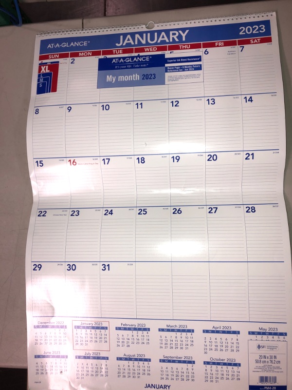 Photo 1 of AT-A-GLANCE 2023 Wall Calendar, Extra Large, Spiral Bound, Monthly (PM428) Extra Large 2023 New Edition Calendar