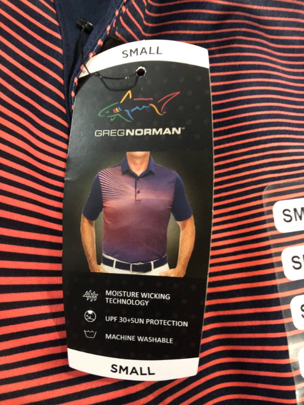 Photo 3 of Greg Norman Men's Golf Shirt Performance Golf Short Sleeve Polo Men's Polo Shirt with PlayDry Technology SIZE SMALL