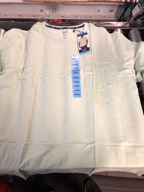 Photo 1 of GAP Men S Cotton Short Sleeve Pocket Slub Tee (Gossamer Green Large)